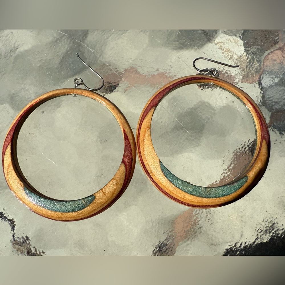 Big Wooden Hoop Earrings - from recycled skateboards